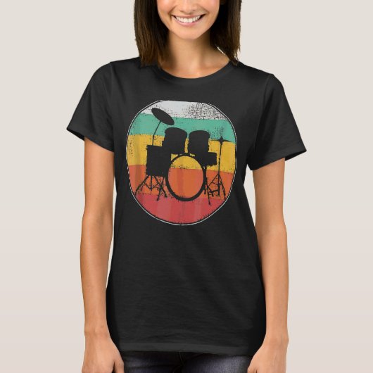 Drumset Drummer Drums Retro Vintag T-Shirt (Vorderseite)