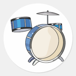 Drumset einfach drei Stück blue.png Runder Aufkleber