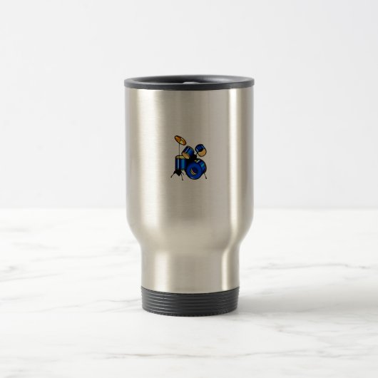 Drumset grafisches blaues VersionsblockierSetbild Reisebecher (Mittel)