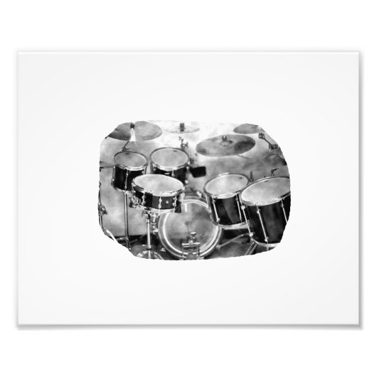 Drumset Schwarz-Weiß-Fotodesign Fotodruck (Vorne)