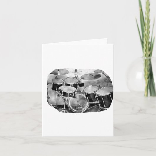 Drumset Schwarz-Weiß-Fotodesign Karte (Vorderseite)