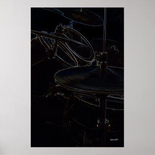 Drumset Side View Highlights Poster