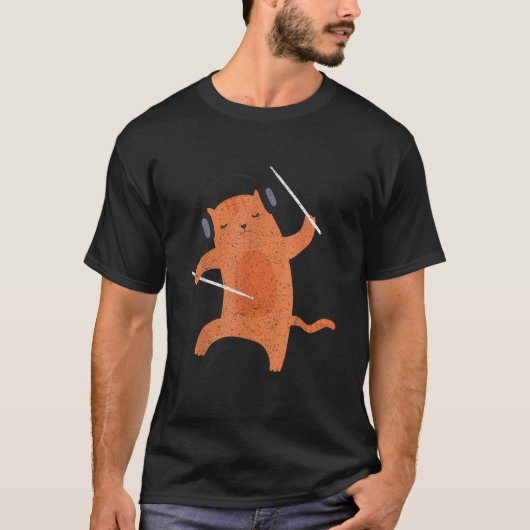 Drumsticks Percussion Drummer Cat Animal Gift Drum T-Shirt (Vorderseite)