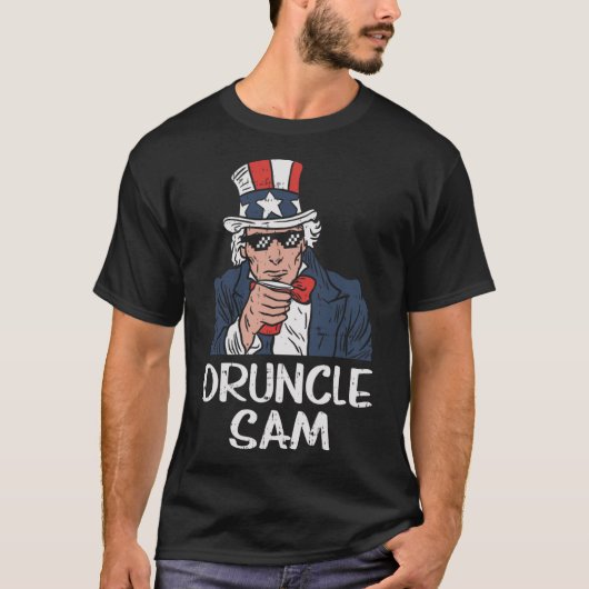 Druncle Sam Funny Uncle Sam Beer 4. Juli Party T-Shirt (Vorderseite)