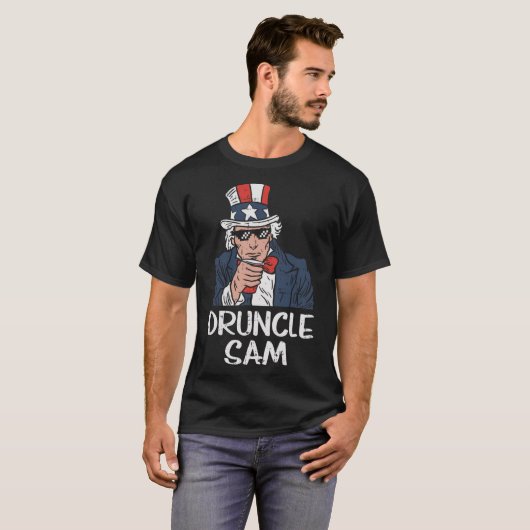 Druncle Sam Funny Uncle Sam Beer 4. Juli Party T-Shirt (Vorne ganz)