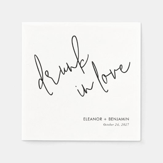 Drunk in Love Wedding Napkins Minimalist Serviette (Vorderseite)