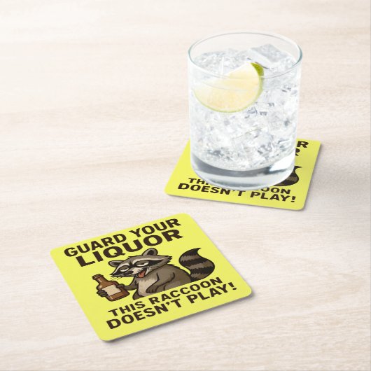 Drunk Raccoon Rechteckiger Pappuntersetzer (Vor Ort)