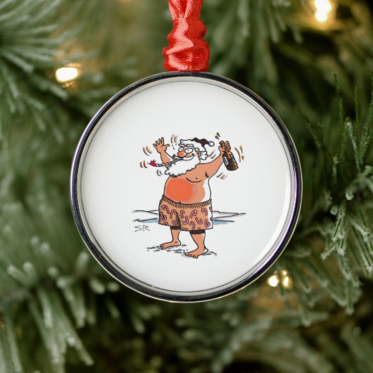 Drunk Santa round premium ornament (Baum)