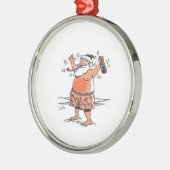 Drunk Santa round premium ornament Aus Metall (Links)