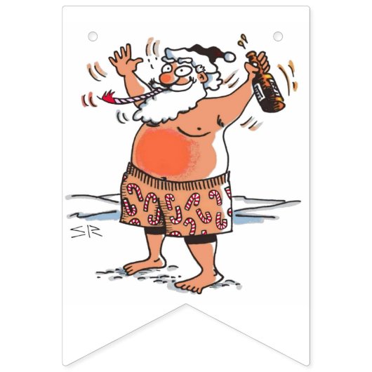 Drunk Santa swallowtail bunting banner (Dritte Fahne)