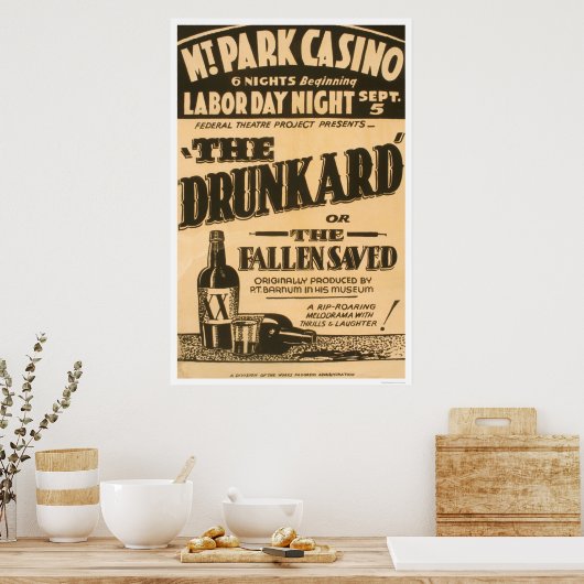 Drunkard Comedy Barnum 1938 WPA Poster (Küche)