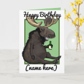 Drunken Elch Cartoon Personalisiert Geburtstagskar Karte (Gelbe Blume)