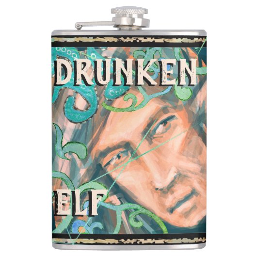 Drunken Green Wood Elf Elf Elf Brew Flachmann (Vorderseite)