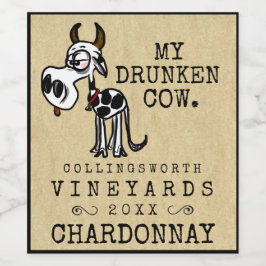 Drunken Kuw Funny Homemade Weinetikett