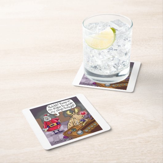 Drunken Rudolph der roten Nasenrinne Rechteckiger Pappuntersetzer (Vor Ort)