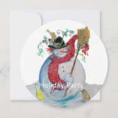 DRUNKEN SNOWMAN MIT VÖGELN WINTER FERIENPARTEI EINLADUNG (Vorderseite)