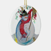 DRUNKEN SNOWMAN MIT VÖGELN WINTER FERIENPARTEI KERAMIKORNAMENT (Rechts)