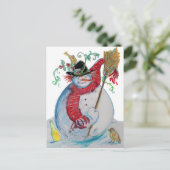 DRUNKEN SNOWMAN POSTKARTE (Stehend Vorderseite)
