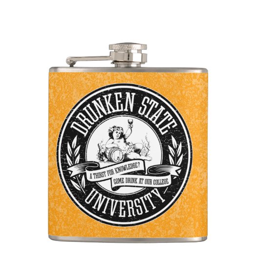 Drunken Staat Universitätsflasche Flachmann (Vorderseite)