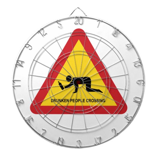 DRUNKENDE MENSCHEN ÜBERQUEREN VERKEHRSSIGN DARTSCHEIBE (vorne)