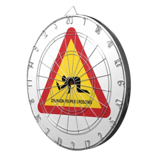 DRUNKENDE MENSCHEN ÜBERQUEREN VERKEHRSSIGN DARTSCHEIBE (Vorderseite rechts)
