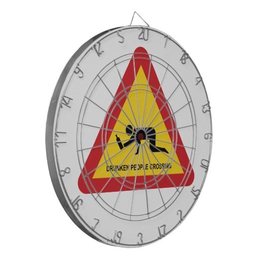 DRUNKENDE MENSCHEN ÜBERQUEREN VERKEHRSSIGN DARTSCHEIBE (Vorderseite Links)