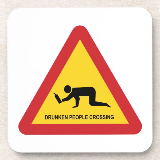 DRUNKENDE MENSCHEN ÜBERQUEREN VERKEHRSSIGN GETRÄNKEUNTERSETZER (Vorderseite)