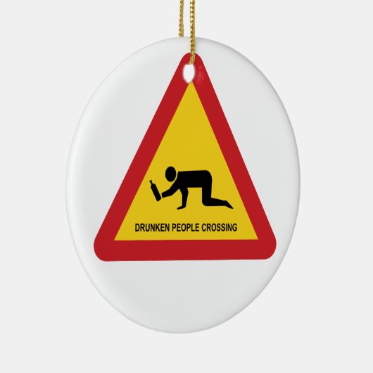 DRUNKENDE MENSCHEN ÜBERQUEREN VERKEHRSSIGN KERAMIK ORNAMENT (Rechts)