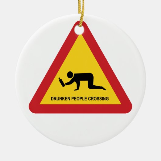 DRUNKENDE MENSCHEN ÜBERQUEREN VERKEHRSSIGN KERAMIK ORNAMENT (Vorne)