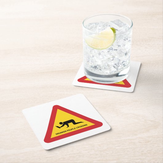 DRUNKENDE MENSCHEN ÜBERQUEREN VERKEHRSSIGN RECHTECKIGER PAPPUNTERSETZER (Vor Ort)