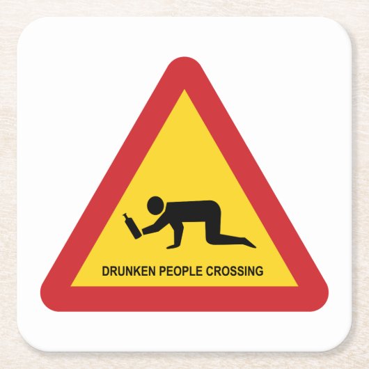 DRUNKENDE MENSCHEN ÜBERQUEREN VERKEHRSSIGN RECHTECKIGER PAPPUNTERSETZER (Vorderseite)