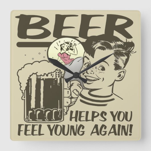 Drunker I Sit Here Quadratische Wanduhr (Vorderseite)