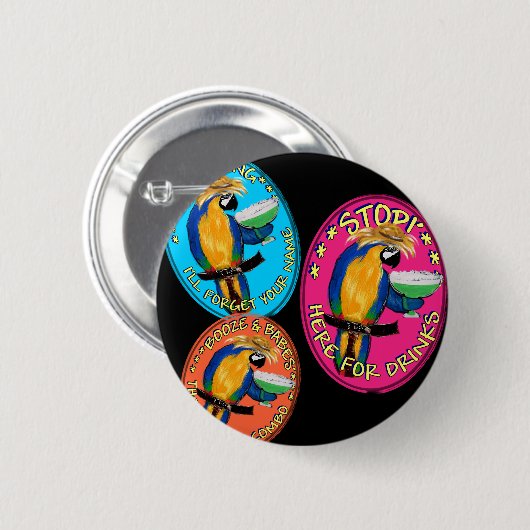 DRUNKIN PARROTS BUTTON (Vorne & Hinten)