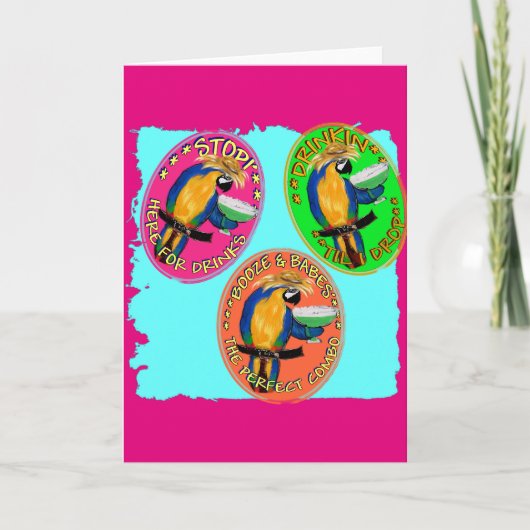 DRUNKIN PARROTS FEIERTAGSKARTE (Vorderseite)