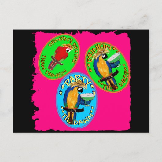 DRUNKIN PARROTS POSTKARTE (Vorderseite)