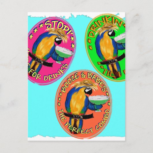 DRUNKIN PARROTS POSTKARTE (Vorderseite)