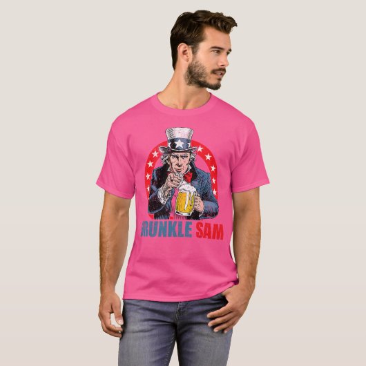 Drunkle Sam Funny 4. Juli Uncle Sam Usa Beer D. T-Shirt (Vorne ganz)