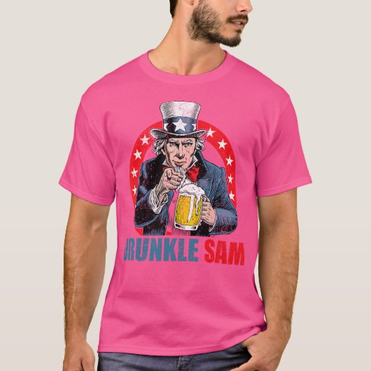 Drunkle Sam Funny 4. Juli Uncle Sam Usa Beer D. T-Shirt (Vorderseite)