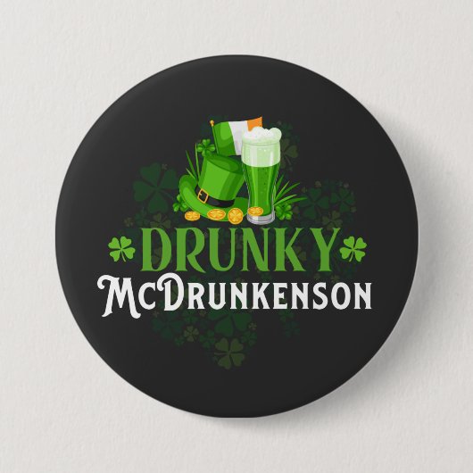 Drunky McDrunkerson St. Patrick's Day Button (Vorderseite)