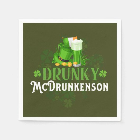Drunky McDrunkerson St. Patrick's Day Serviette (Vorderseite)