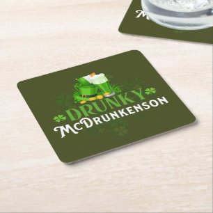 Drunky McDrunkerson St. Patrick's Tag Rechteckiger Pappuntersetzer