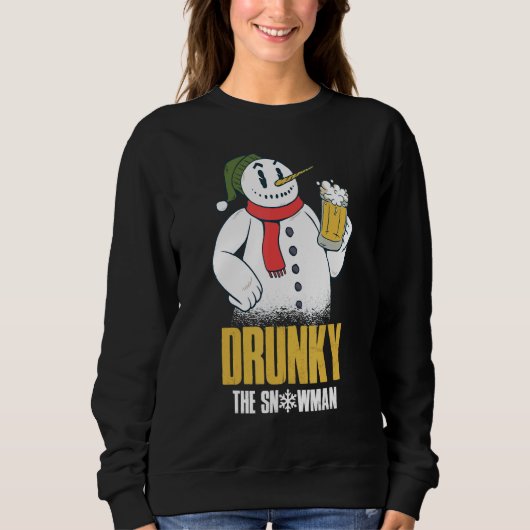 Drunky The Snowman Merry Drunk I'm Christmas Xmas Sweatshirt (Vorderseite)
