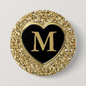 Druzy-Kristallmonogramm - metallisches Gold Button (Vorderseite)