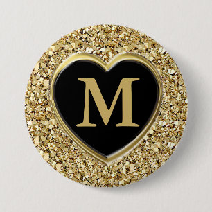 Druzy-Kristallmonogramm - metallisches Gold Button