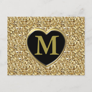 Druzy-Kristallmonogramm - metallisches Gold Postkarte