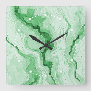 Druzy-Wald-Grün-Achat-Illusion Quadratische Wanduhr