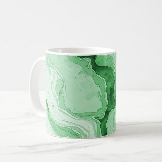 Druzy-Wald-Grün-Achat-Optik Kaffeetasse (Vorderseite Links)