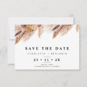 Dry Boho Pampas Grass Wedding speichert die Datums Einladung (Vorderseite)