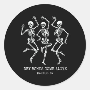 Dry Bone Come Alive Funny Skeleton Dancing Hallowo Runder Aufkleber