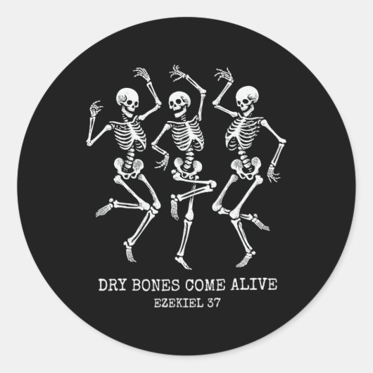 Dry Bone Come Alive Funny Skeleton Dancing Hallowo Runder Aufkleber (Vorderseite)
